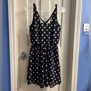 Lush Purple and white polka-dotted navy mini dress Size XS